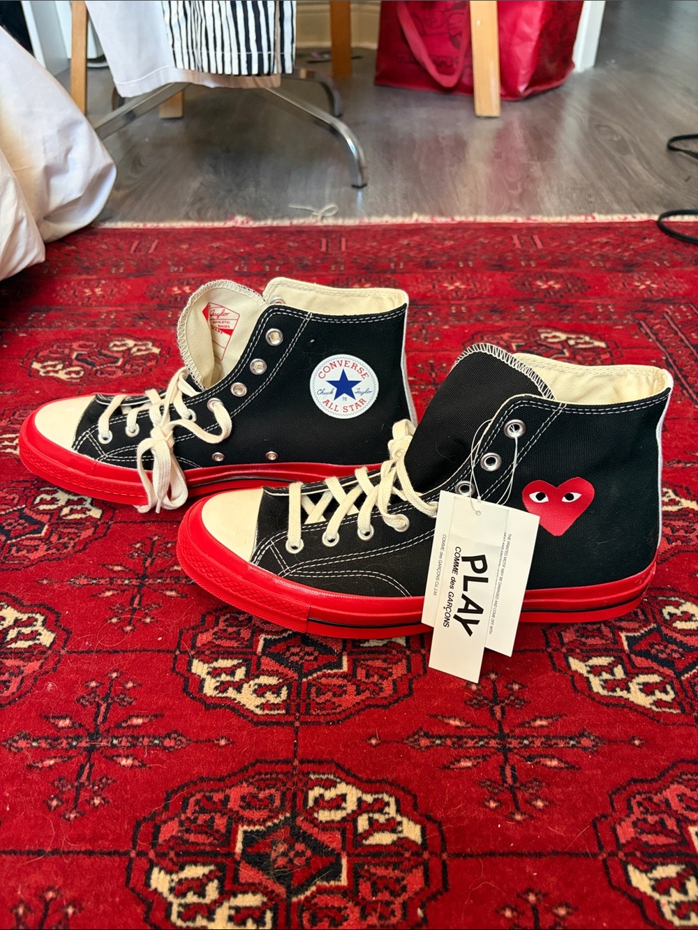 New Converse Comme d Garcons Play Chuck 70 High red/black sole size 10